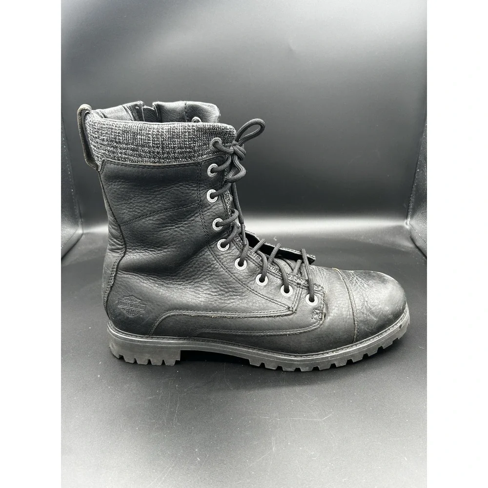 Harley Davidson Tony Black Leather Combat Motorcycle Boots Mens 10 D93169